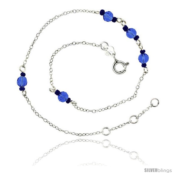 Clear Coat Beautiful Blue Glass Seed Bead Ankle Bracelet
