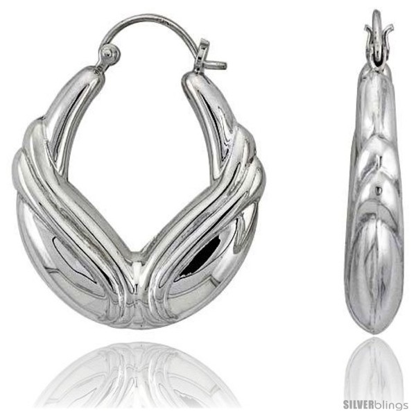 Sterling Silver Large Polished Hoop Earrings