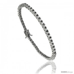 Sterling Silver CZ Tennis Bracelet 2 ct. size 2 mm stones Rhodium finished, 7.5 in