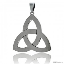 Stainless Steel Triquetra Celtic Trinity knot Pendant, 1 1/2 in tall with 30 in chain