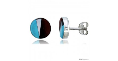 Sterling Silver Handcrafted Multi Color Round Stud Earrings