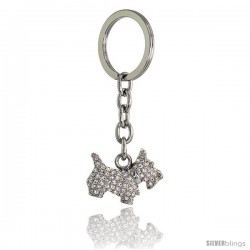 Scottish Terrier Dog Puppy Key Chain, Key Ring, Key Holder, Key Tag, Key Fob, w/ Brilliant Cut Swarovski Crystals, 3" tall