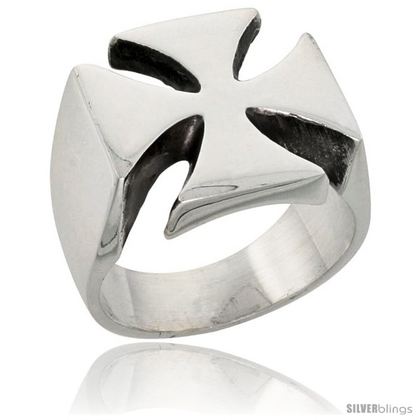 Sterling Silver Heavy Men's Iron Cross Ring Handmade 5/8 in wide ...
