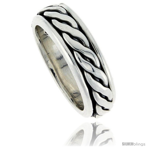 Sterling Silver Men's Spinner Ring Rope Design Handmade 5/16 wide ...