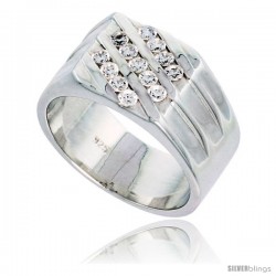 Gent's Perfect Quality Sterling Silver Brilliant Cut Cubic Zirconia Ring -Style Rcz529