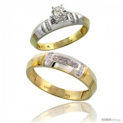 10k Yellow Gold 2-Piece Diamond wedding Engagement Ring Set for Him & Her, 4mm & 5.5mm wide -Style Ljy122em