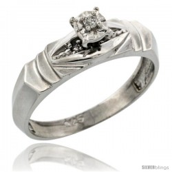 Sterling Silver Diamond Engagement Ring, w/ 0.04 Carat Brilliant Cut Diamonds, 3/16 in. (5mm) wide