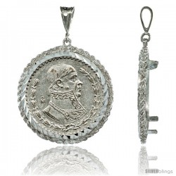 Sterling Silver 34 mm Mexican 1 Peso Silver Coin Frame Bezel Pendant w/ Rope Edge Design (Coin is NOT Included)